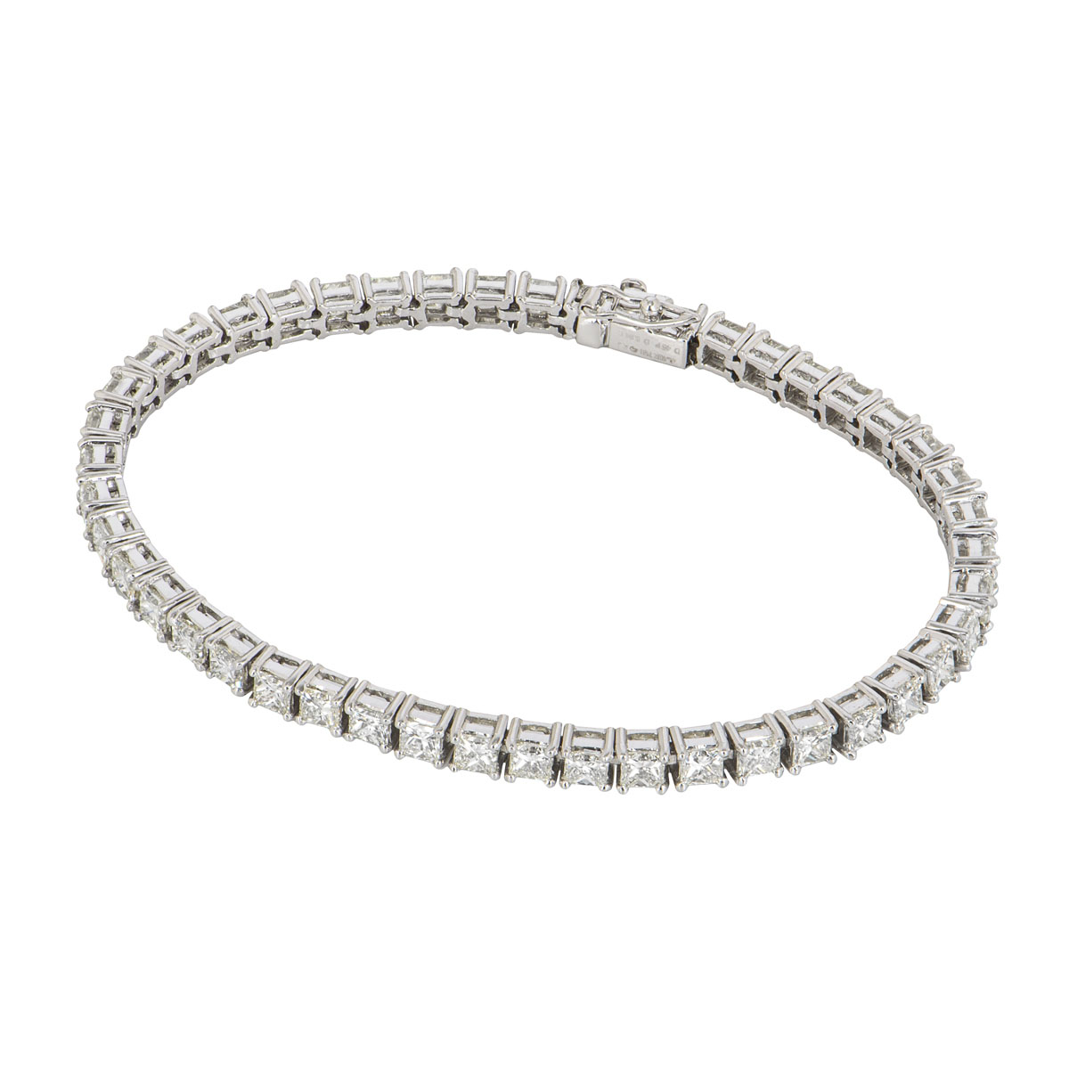 White Gold Princess Cut Diamond Line Bracelet 8.94ct | Rich Diamonds